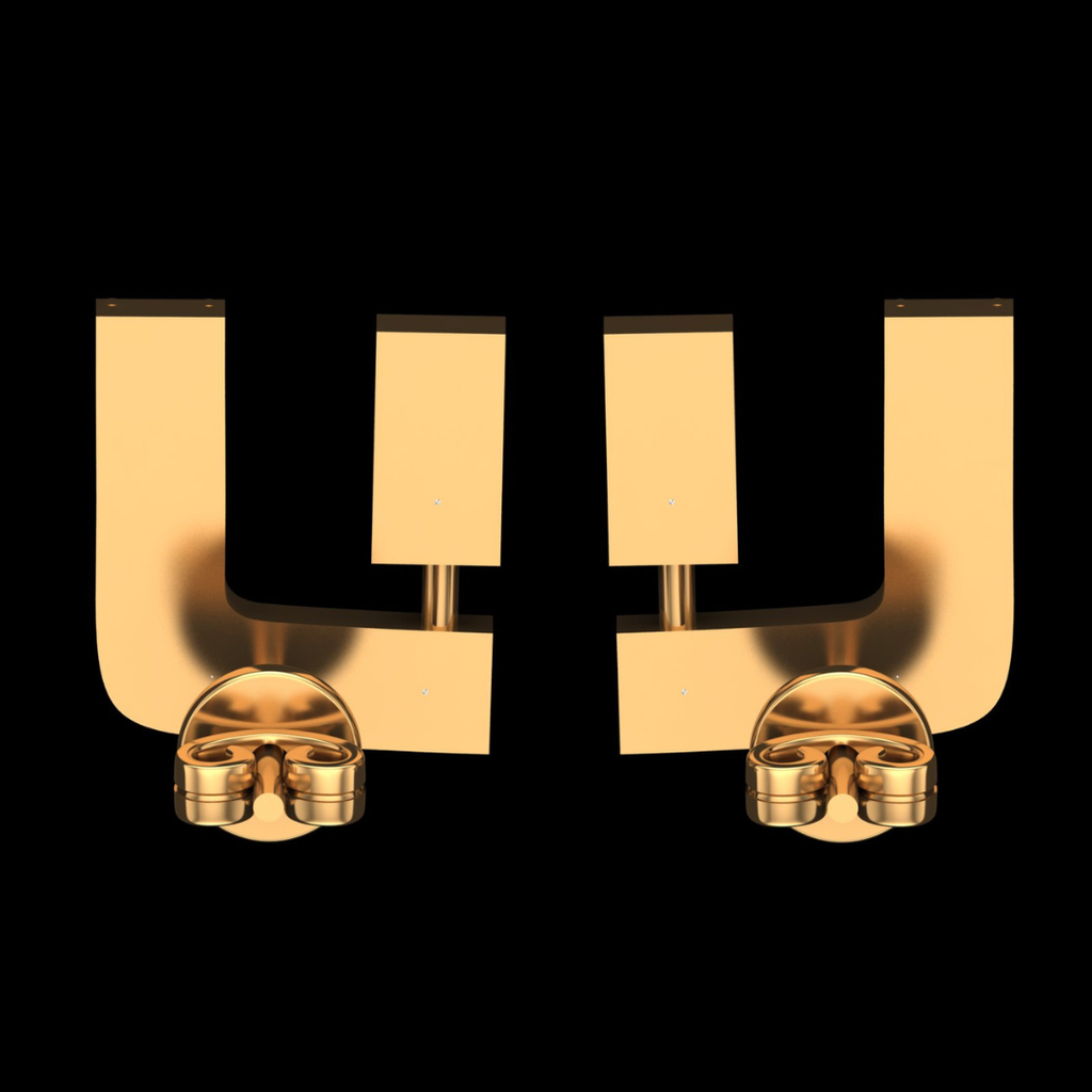Grand Arch Round & Baguette Diamond Stud Earrings in Gold