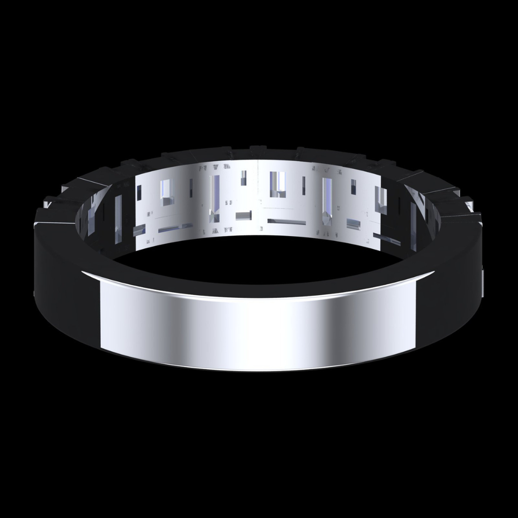 Geometric Baguette Diamond Wedding Band Ring in White Gold