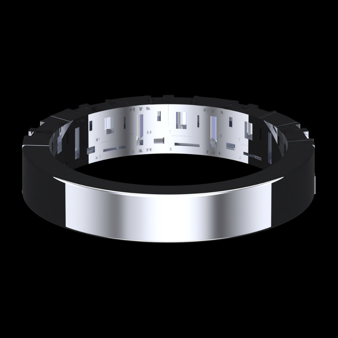 Geometric Baguette Diamond Wedding Band Ring in White Gold