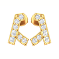 Geometric Facet Round & Baguette Diamond Stud Earrings in Gold