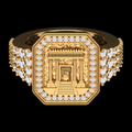 Temple Architecture Signet Diamond Pavé Ring in Gold