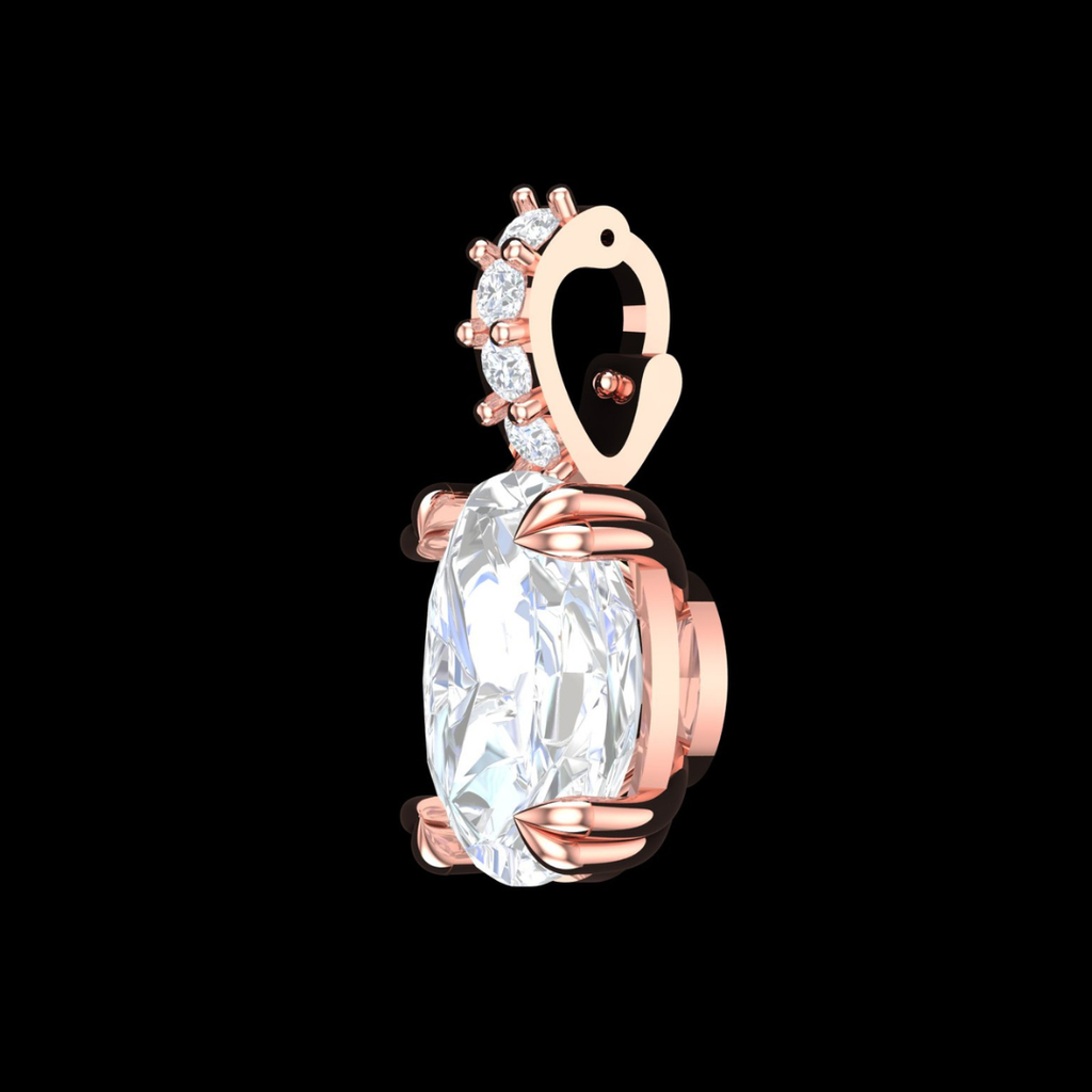 Solitaire Halo Bail Diamond Pendant in Rose Gold