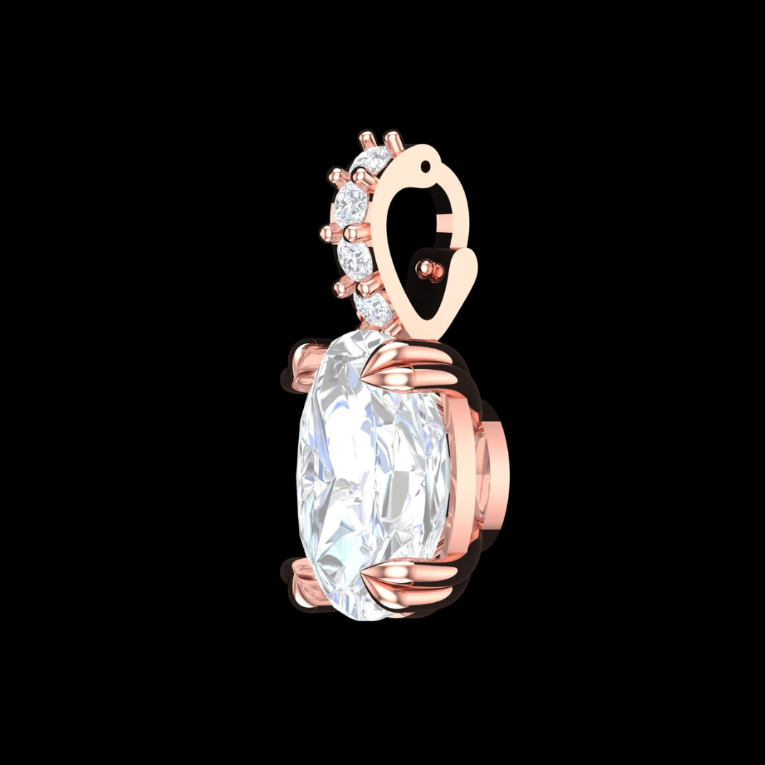 Solitaire Halo Bail Diamond Pendant in Rose Gold