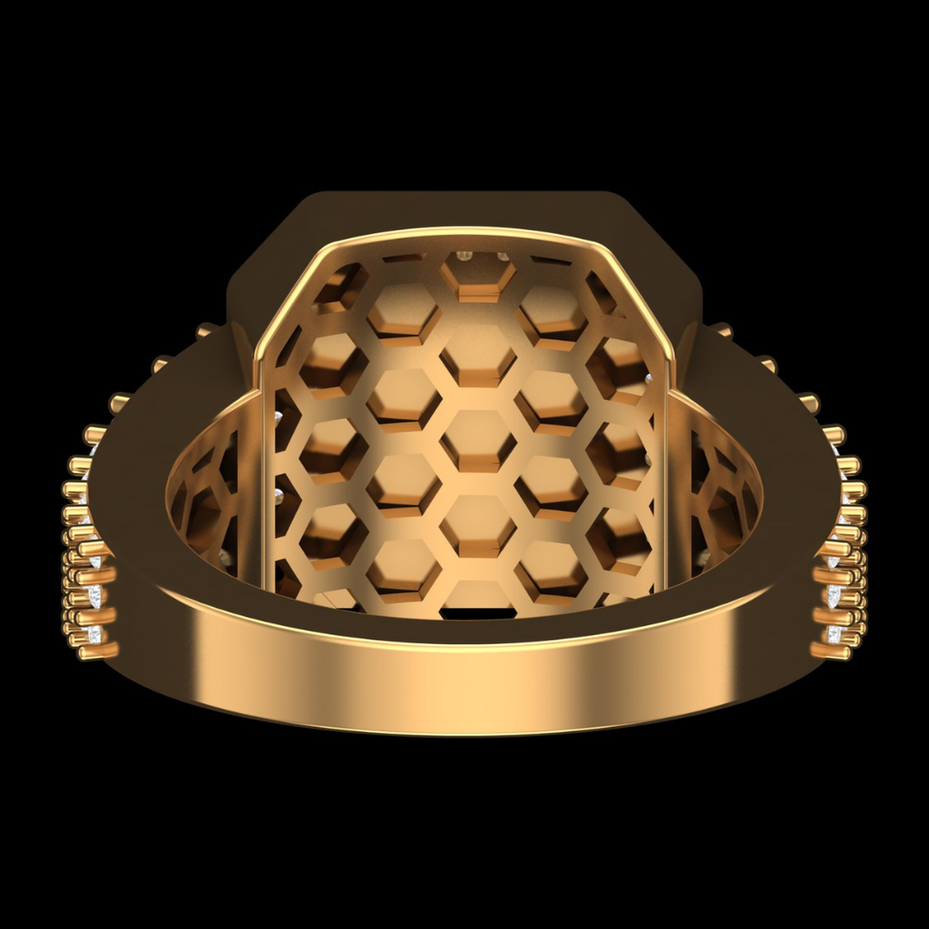 Temple Architecture Signet Diamond Pavé Ring in Gold
