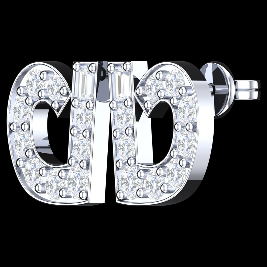 Bold Pave Round & Baguette Diamond Cluster Stud Earrings in White Gold