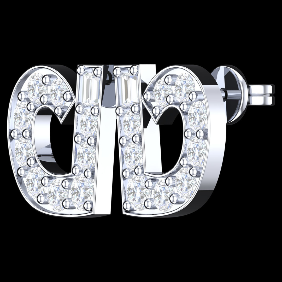 Bold Pave Round & Baguette Diamond Cluster Stud Earrings in White Gold