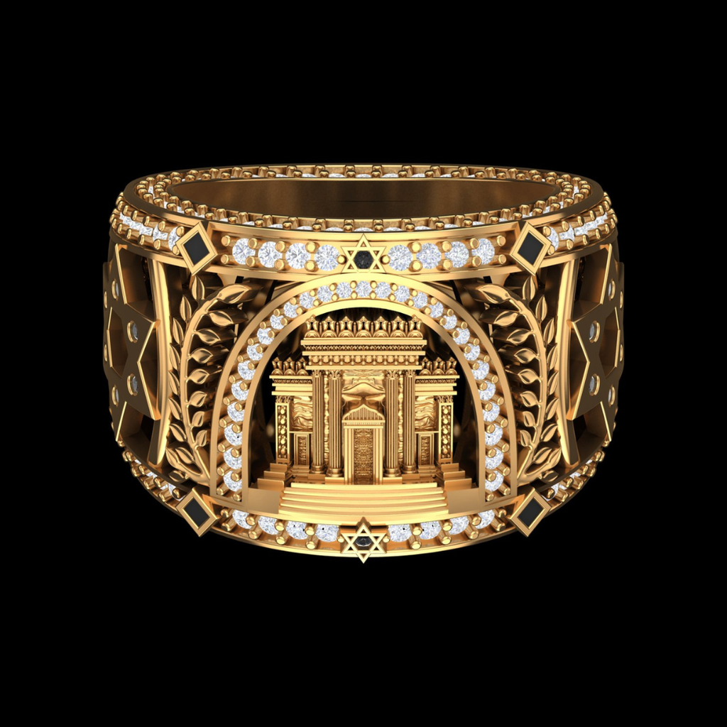 Grand Temple Arch Star Diamond Statement Ring in Gold