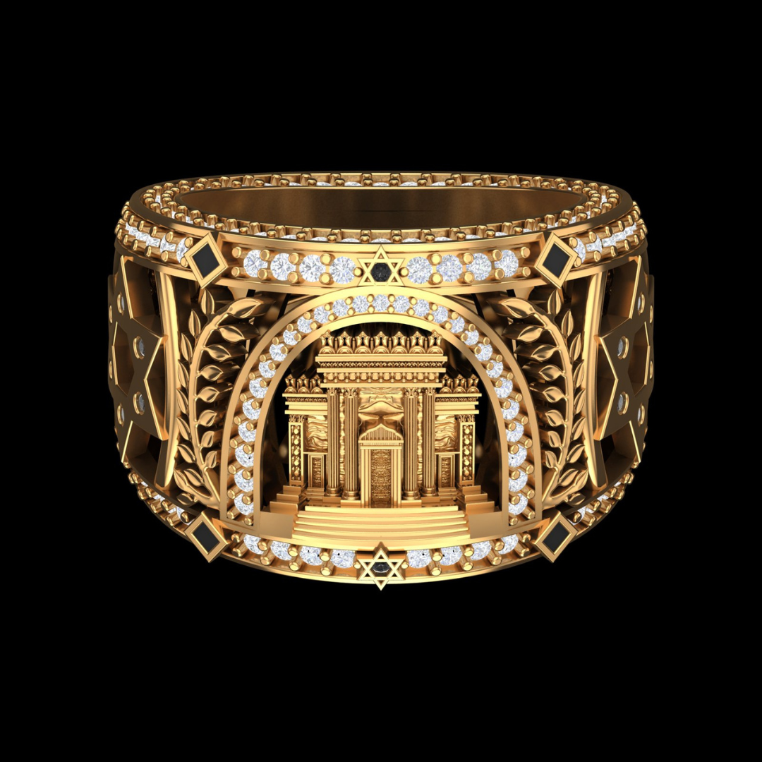Grand Temple Arch Star Diamond Statement Ring in Gold