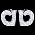 Bold Pave Round & Baguette Diamond Cluster Stud Earrings in White Gold