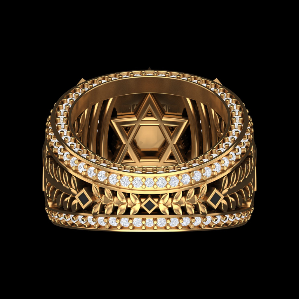 Grand Temple Arch Star Diamond Statement Ring in Gold