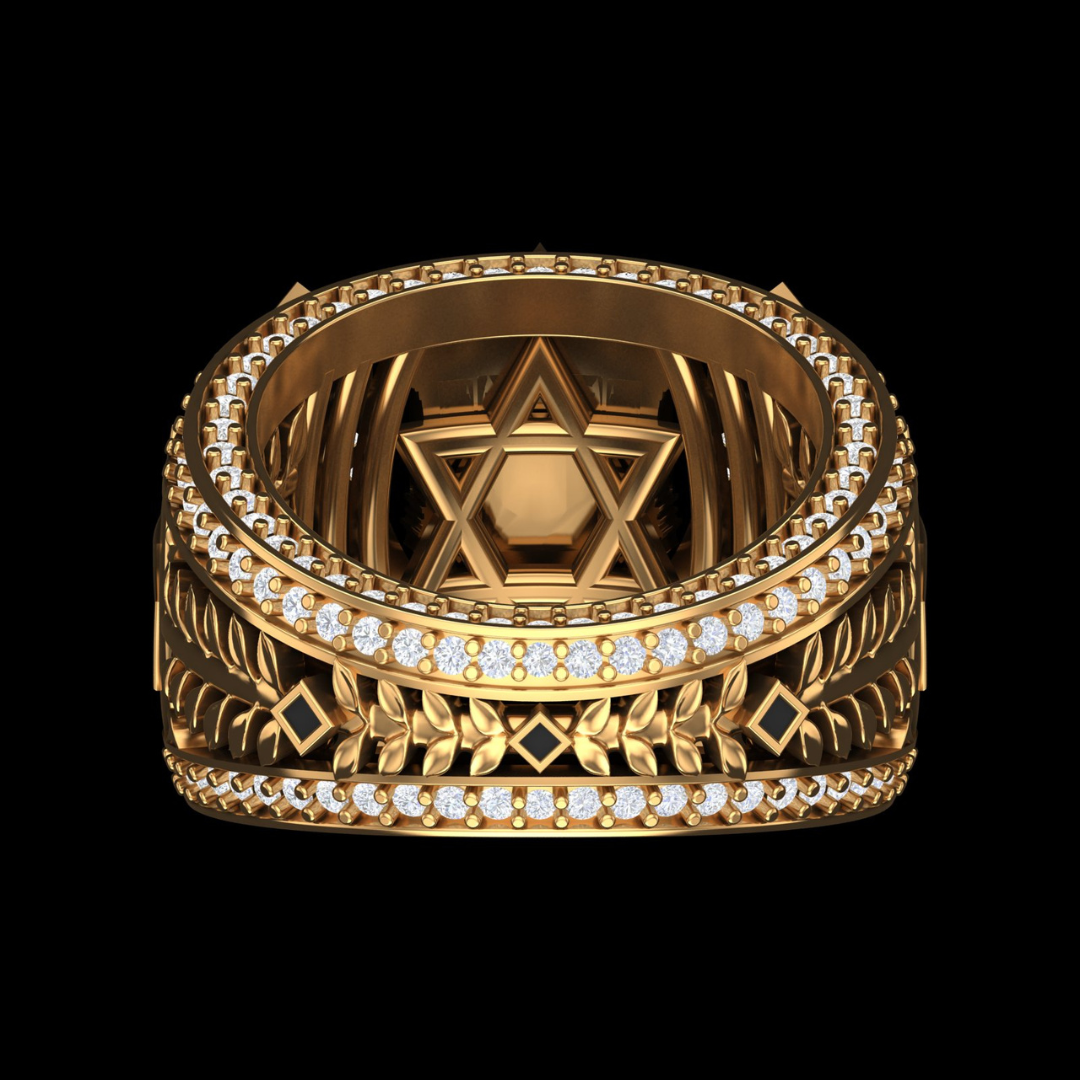 Grand Temple Arch Star Diamond Statement Ring in Gold