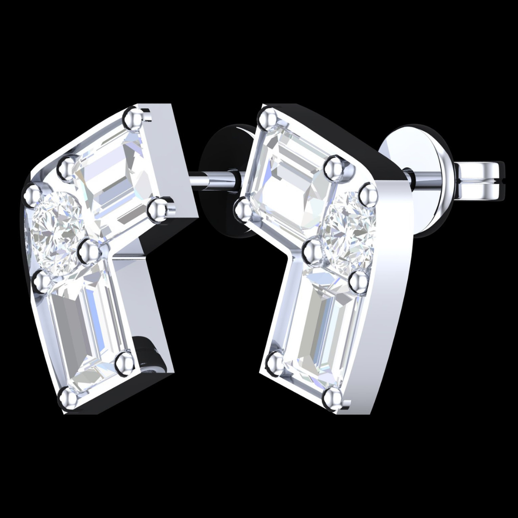 Sculpted Diamond Stud Earrings in White Gold