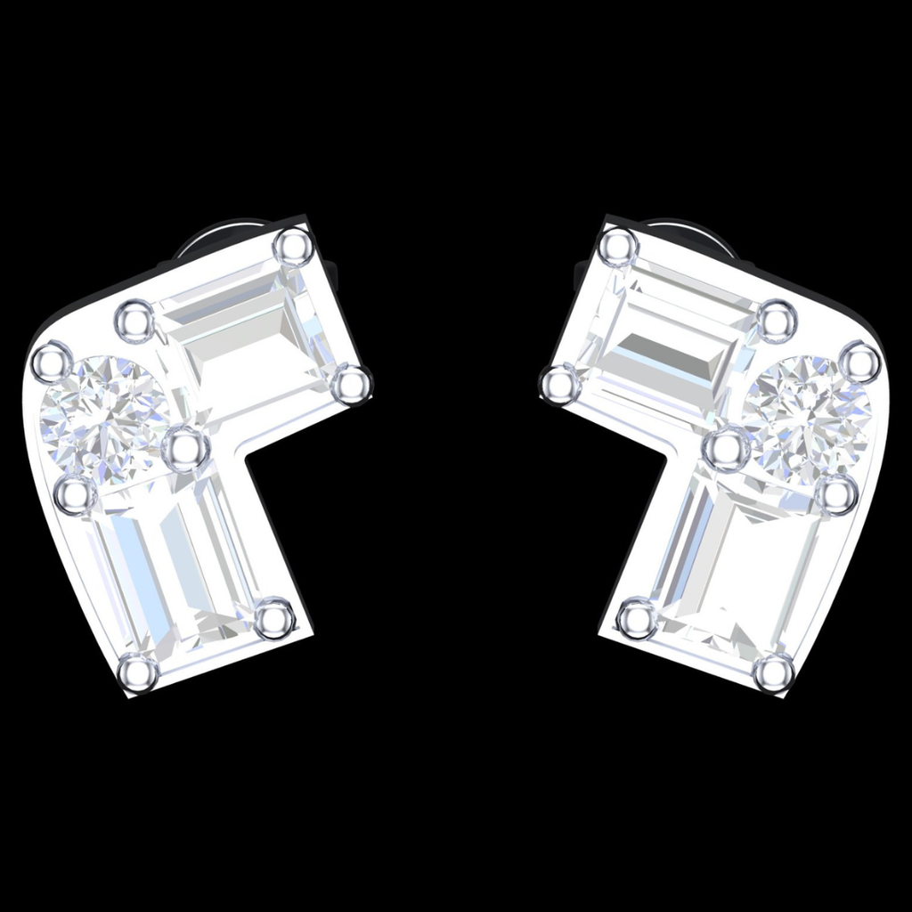 Sculpted Diamond Stud Earrings in White Gold