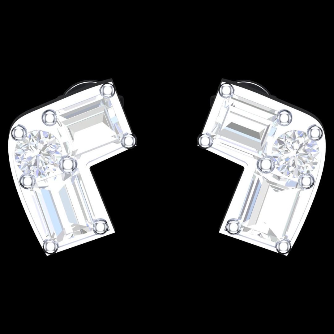 Sculpted Diamond Stud Earrings in White Gold