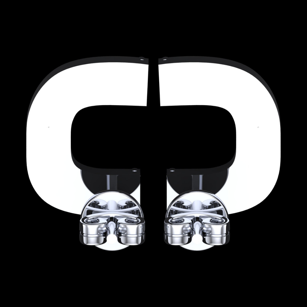 Open Square Halo Round & Baguette Diamond Stud Earrings in White Gold