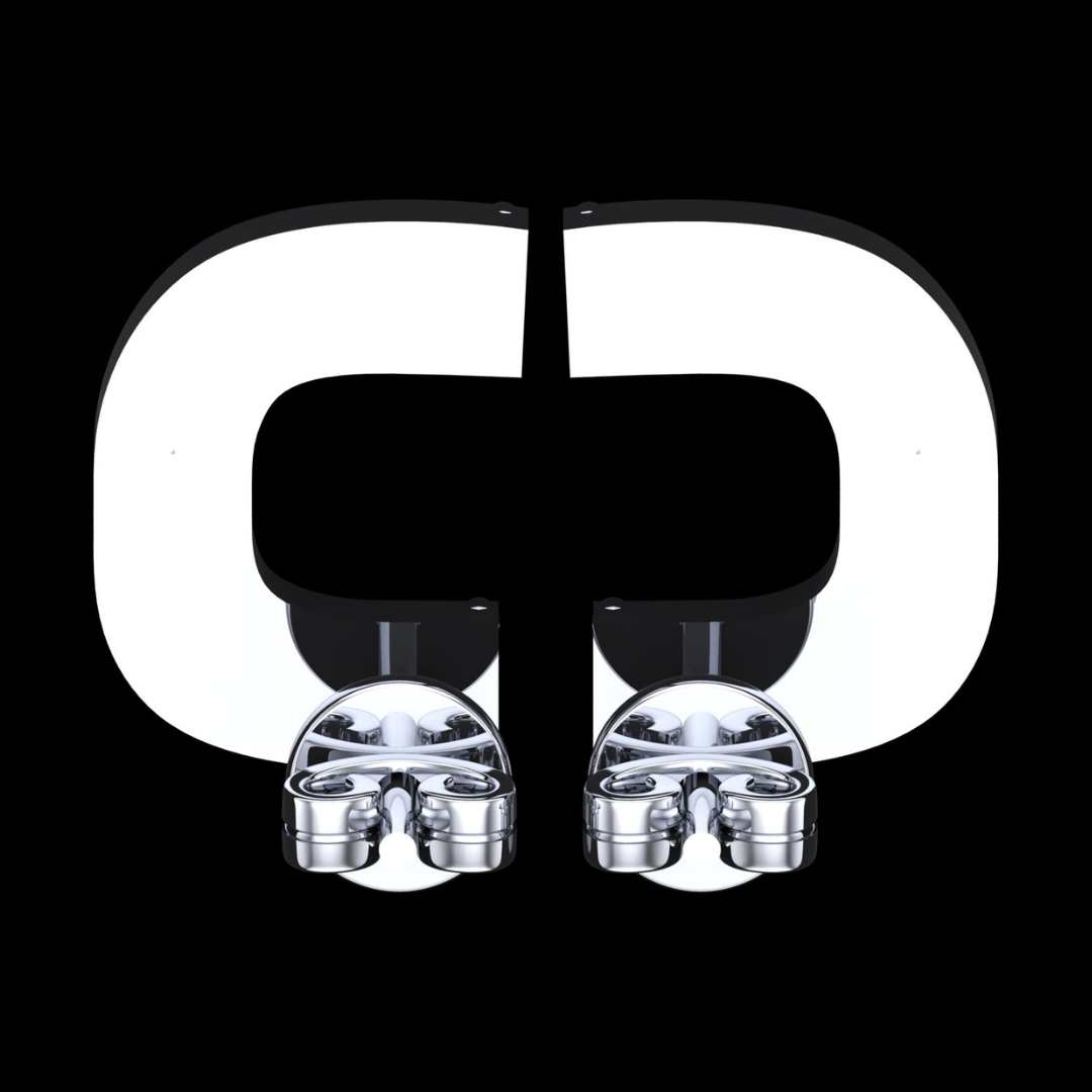 Open Square Halo Round & Baguette Diamond Stud Earrings in White Gold