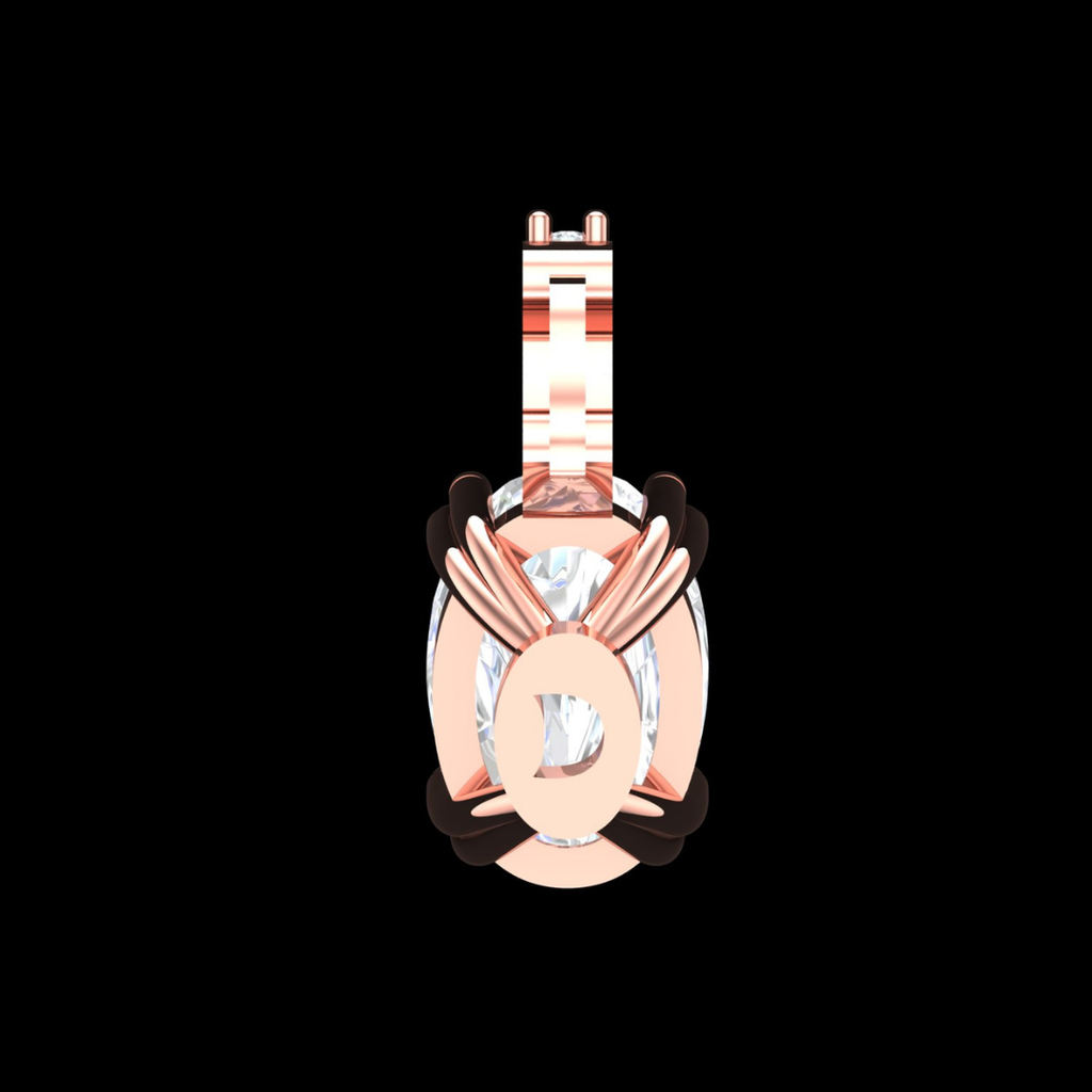 Solitaire Halo Bail Diamond Pendant in Rose Gold