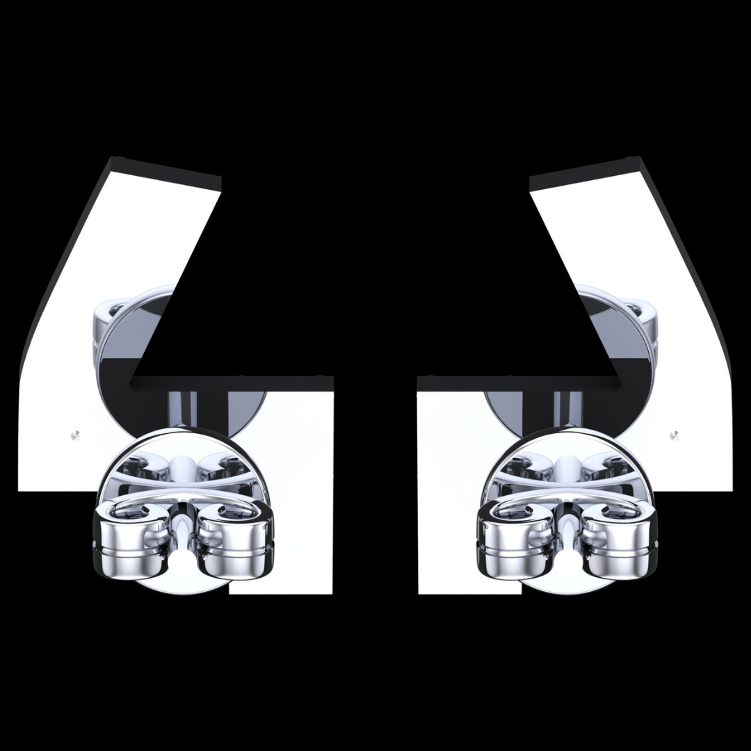 Asymmetric Angle Baguette & Round Diamond Stud Earrings in White Gold