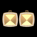 Faceted Cushion Pavé Diamond Border Cufflinks in Gold