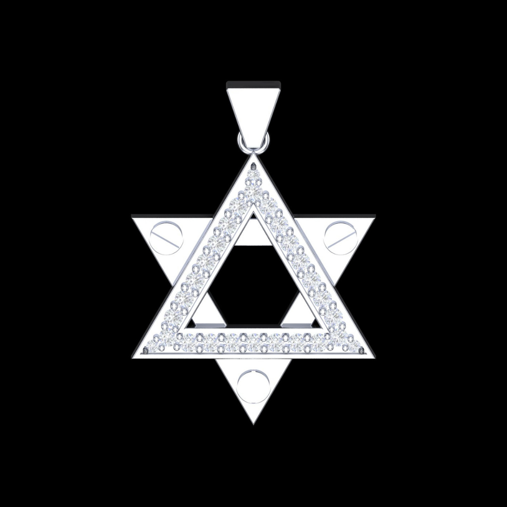 Six-Point Star Pavé Diamond Pendant in White Gold