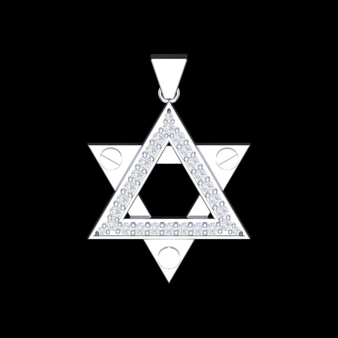 Six-Point Star Pavé Diamond Pendant in White Gold
