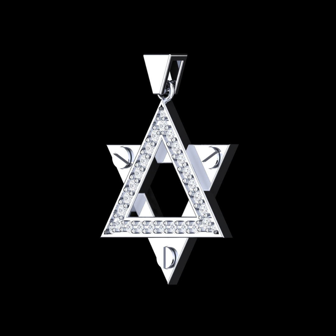 Six-Point Star Pavé Diamond Pendant in White Gold