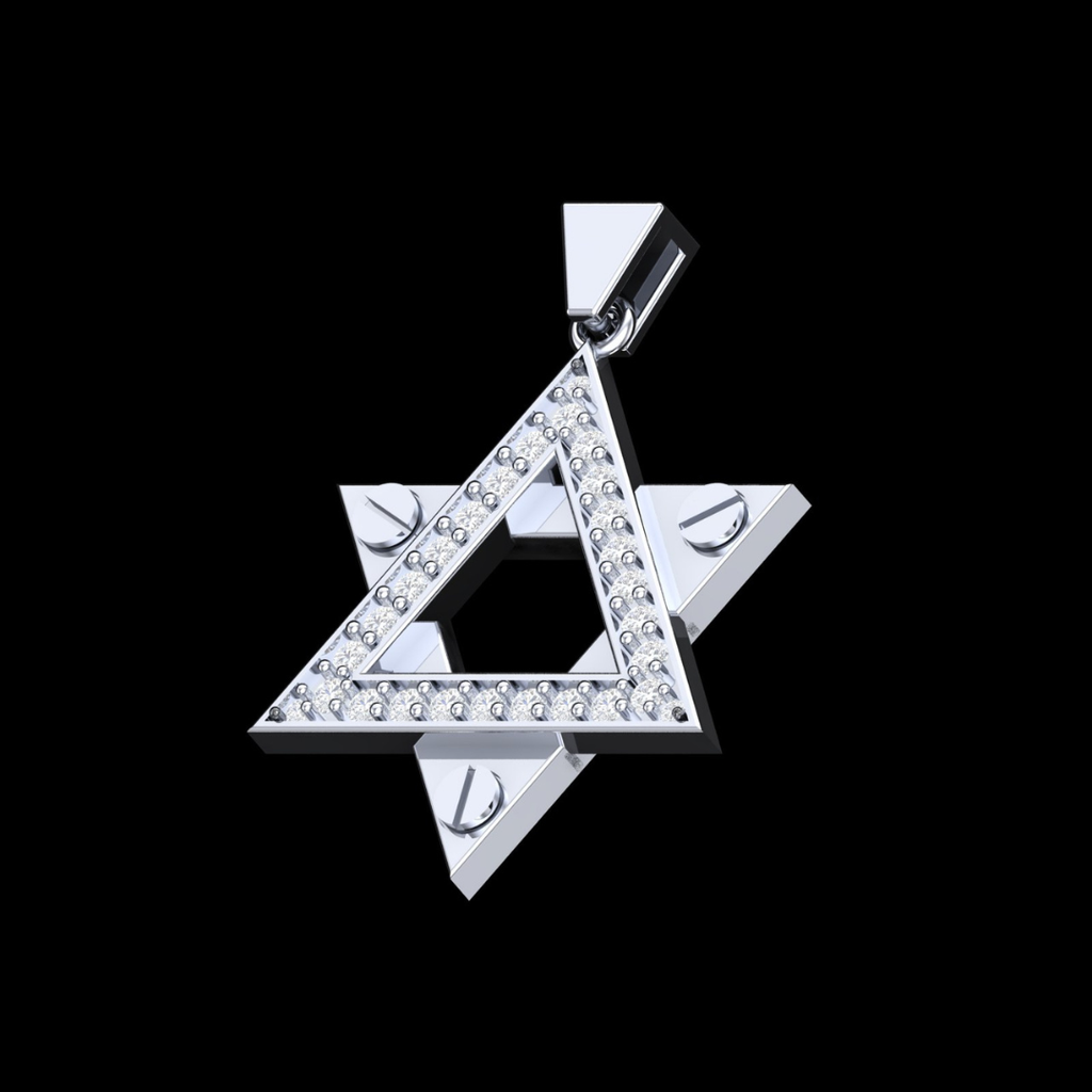 Six-Point Star Pavé Diamond Pendant in White Gold