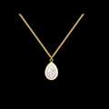 Pear Cut Solitaire White Enamel Pendant Necklace in Gold