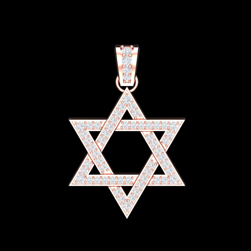 Six-Point Star Pavé Diamond Pendant in Rose Gold