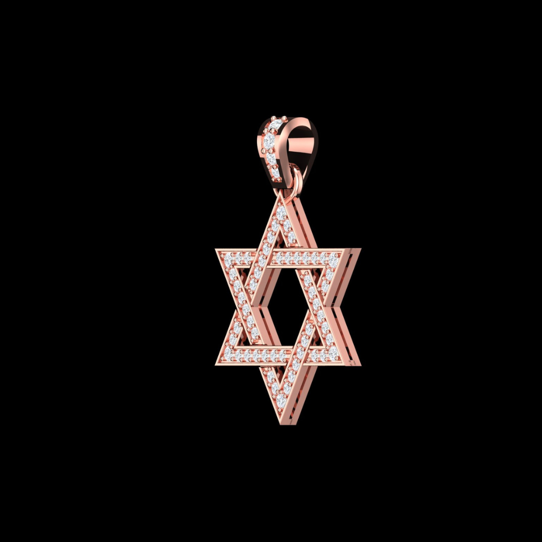 Six-Point Star Pavé Diamond Pendant in Rose Gold