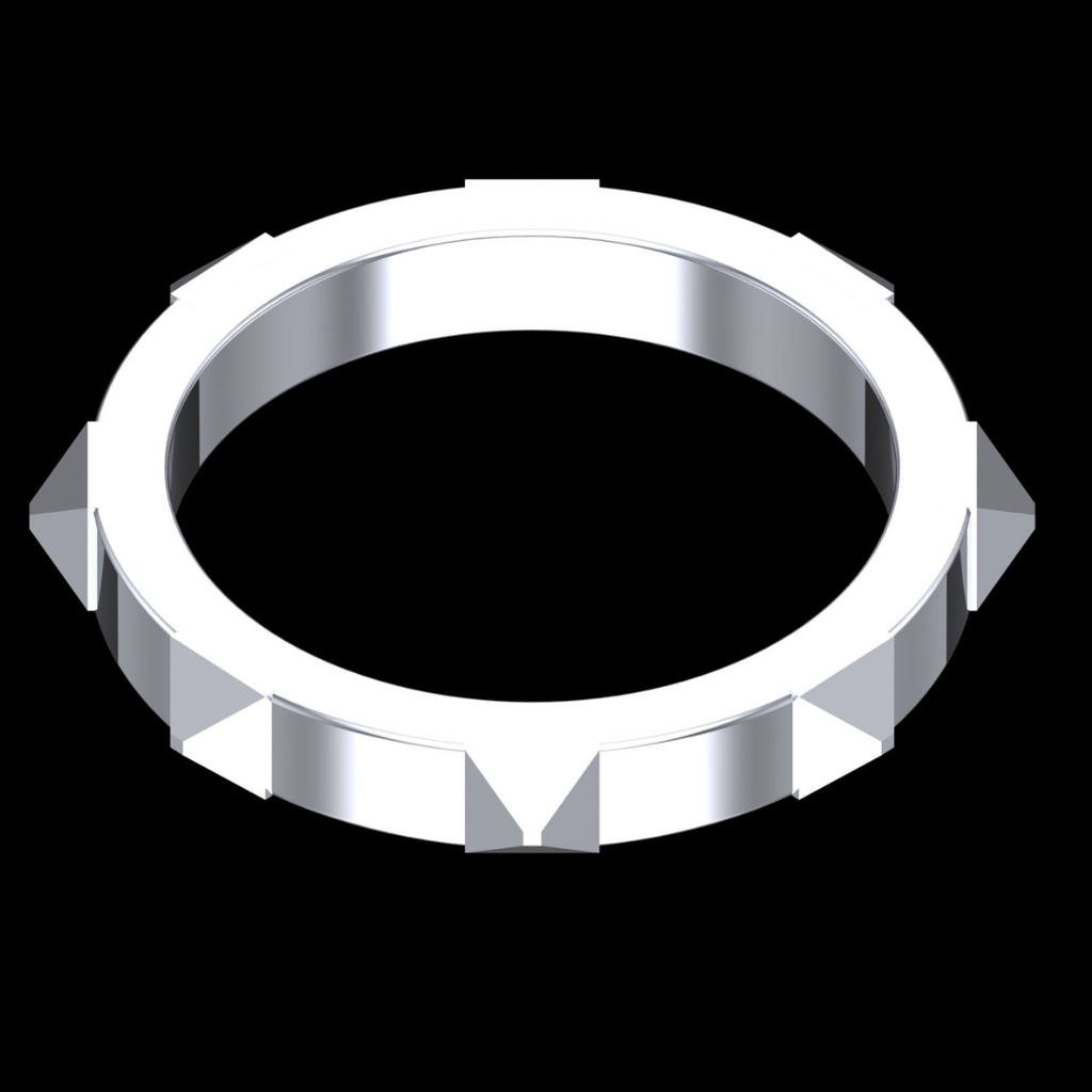 Pyramid Stud Spike Band Ring in White Gold
