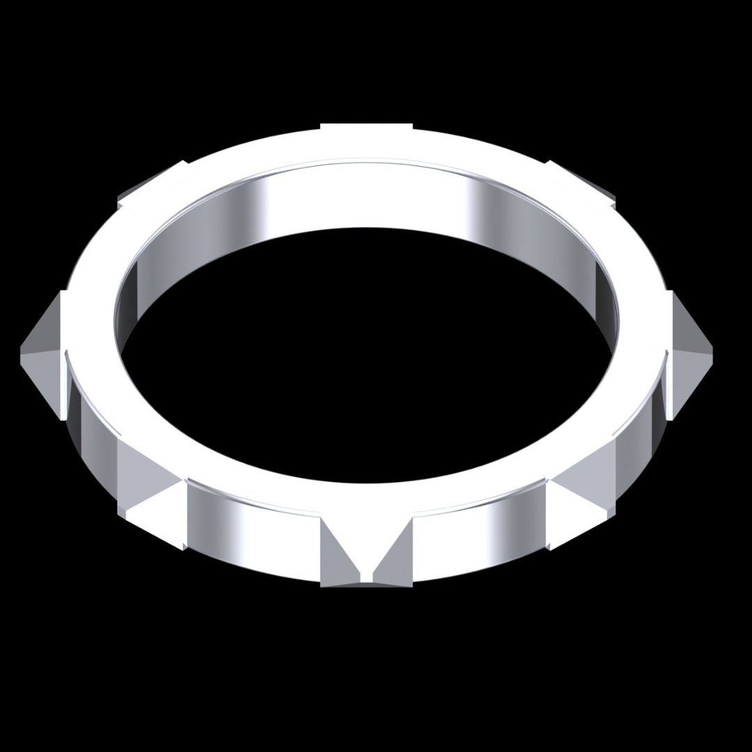 Pyramid Stud Spike Band Ring in White Gold