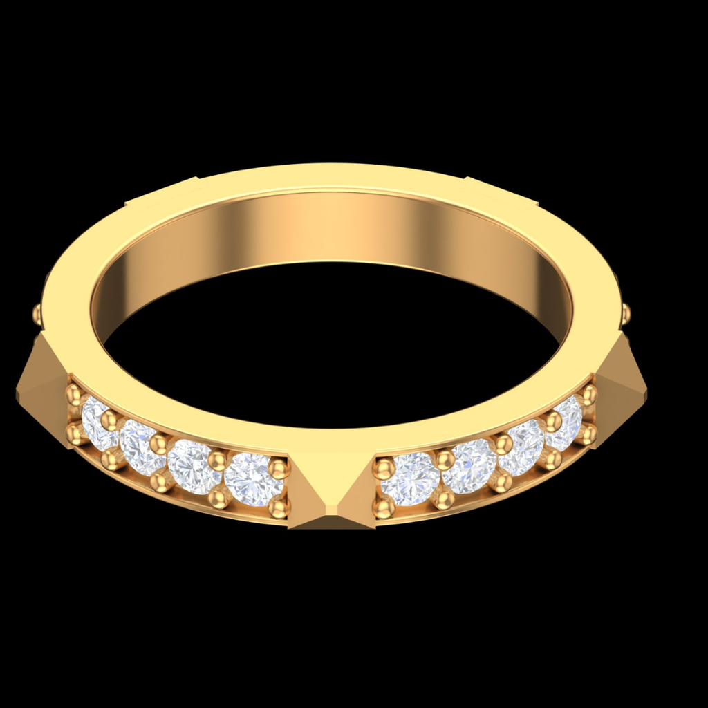 Pyramid Edge Pavé Diamond Band Ring in Gold