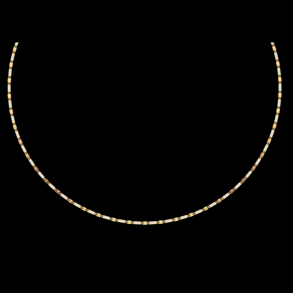 Pyramid Link Pavé Diamond Chain Necklace in Gold