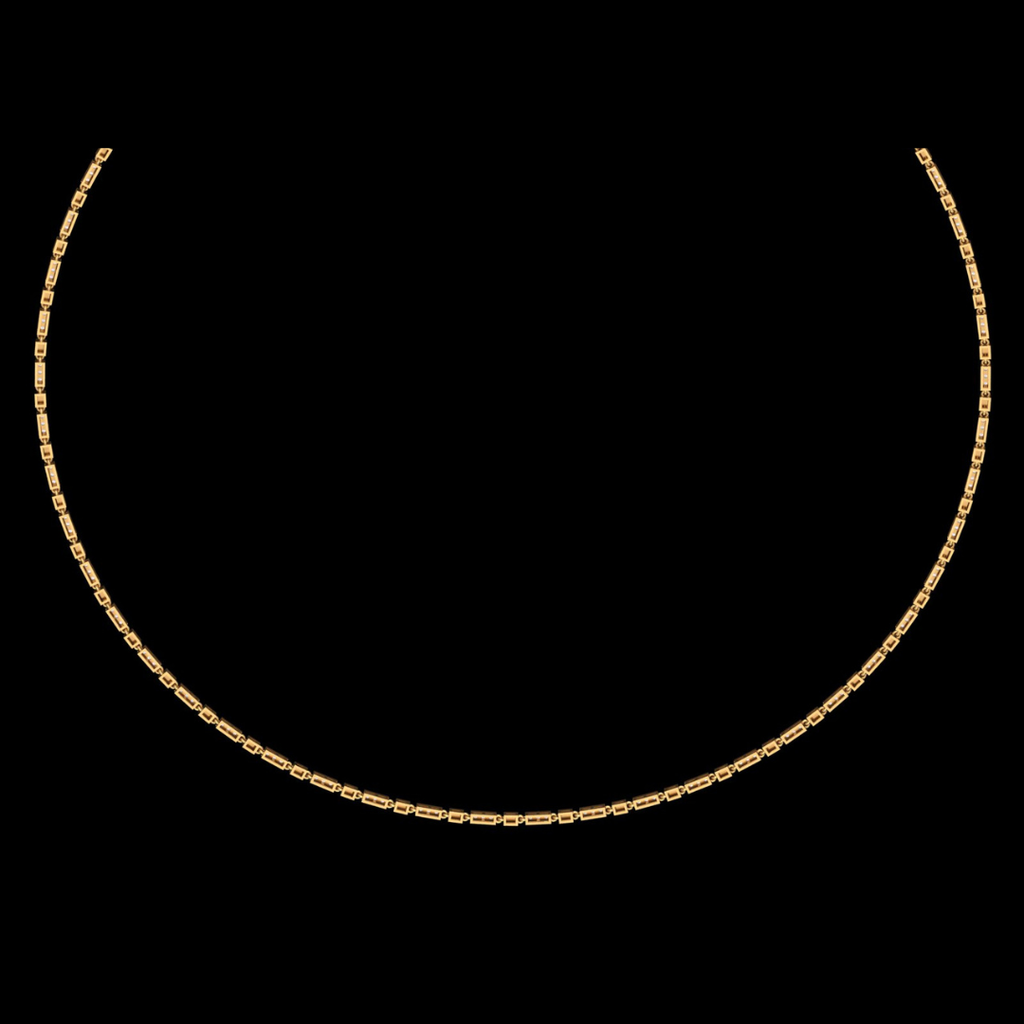 Pyramid Link Pavé Diamond Chain Necklace in Gold
