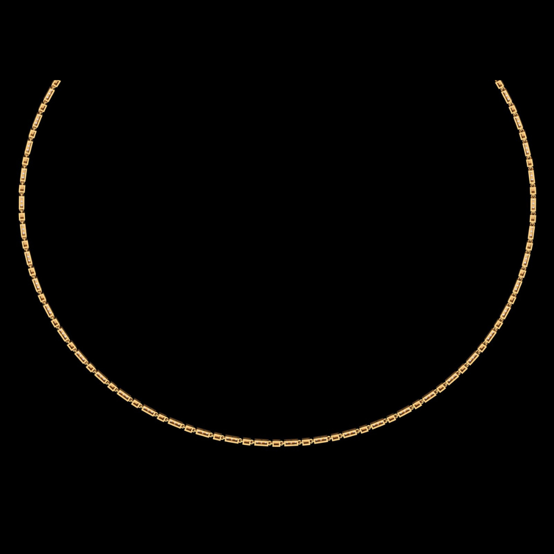 Pyramid Link Pavé Diamond Chain Necklace in Gold