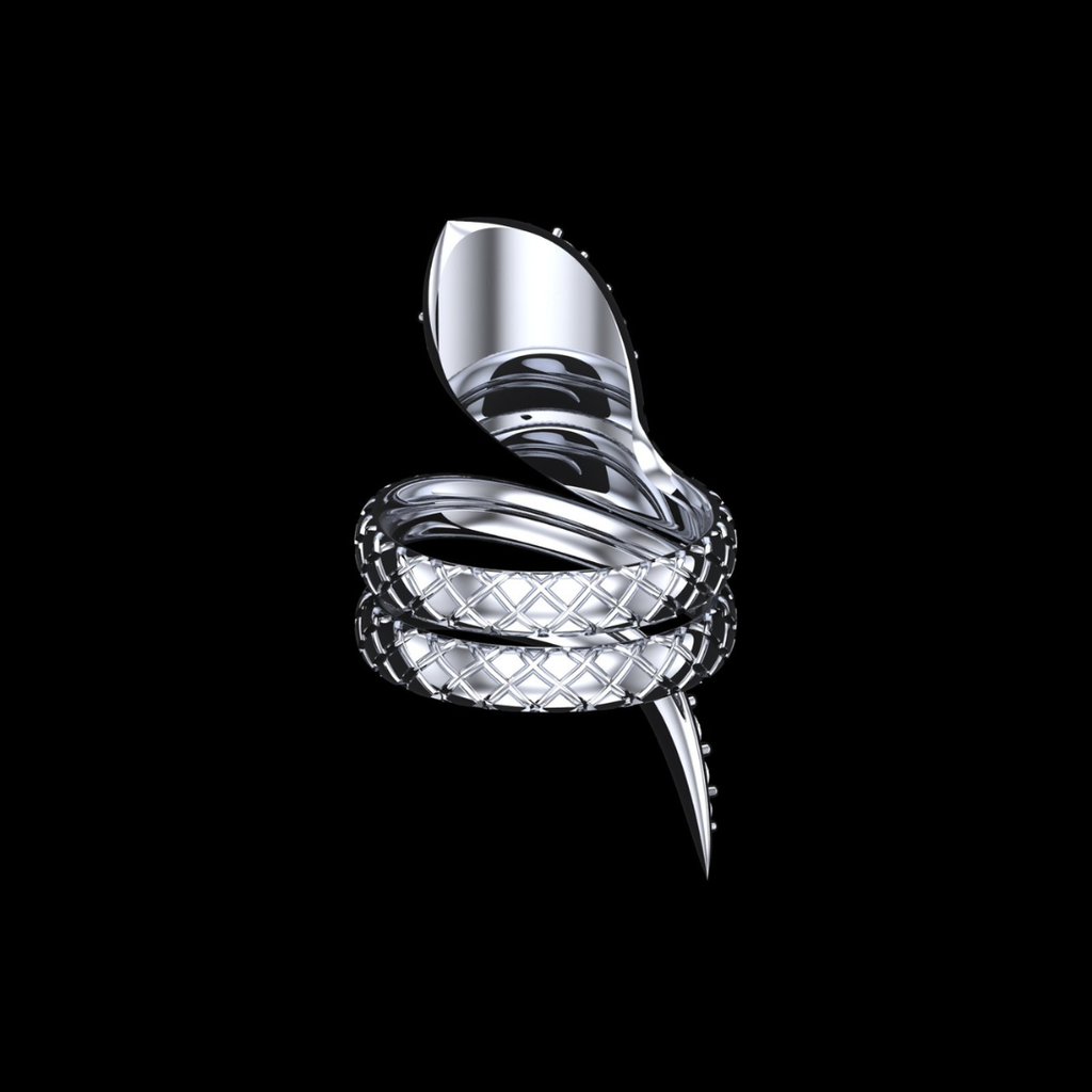Serpent Coil Oval Halo Diamond Wrap Ring in White Gold