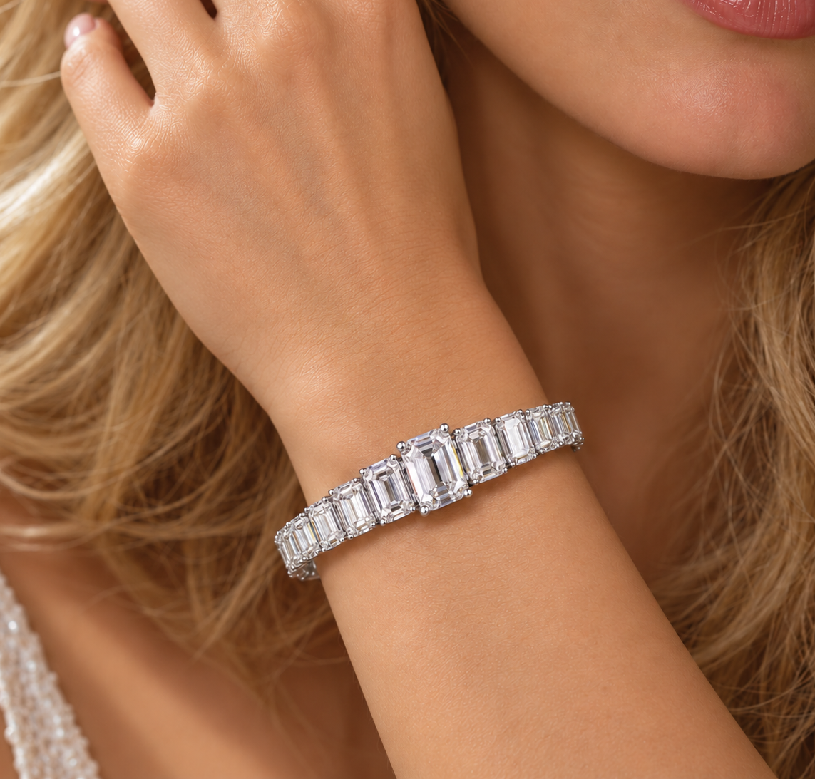 Emerald Cut Diamond Tennis Bracelet