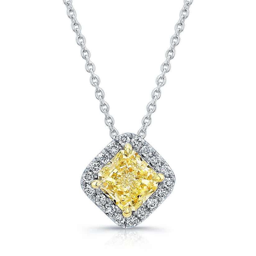 Fancy Light Yellow Radiant Diamond Pendant