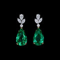 Emerald & Pear Diamond Drop Earring