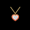 Heart Solitaire Red Enamel Diamond Pendant Necklace in Gold