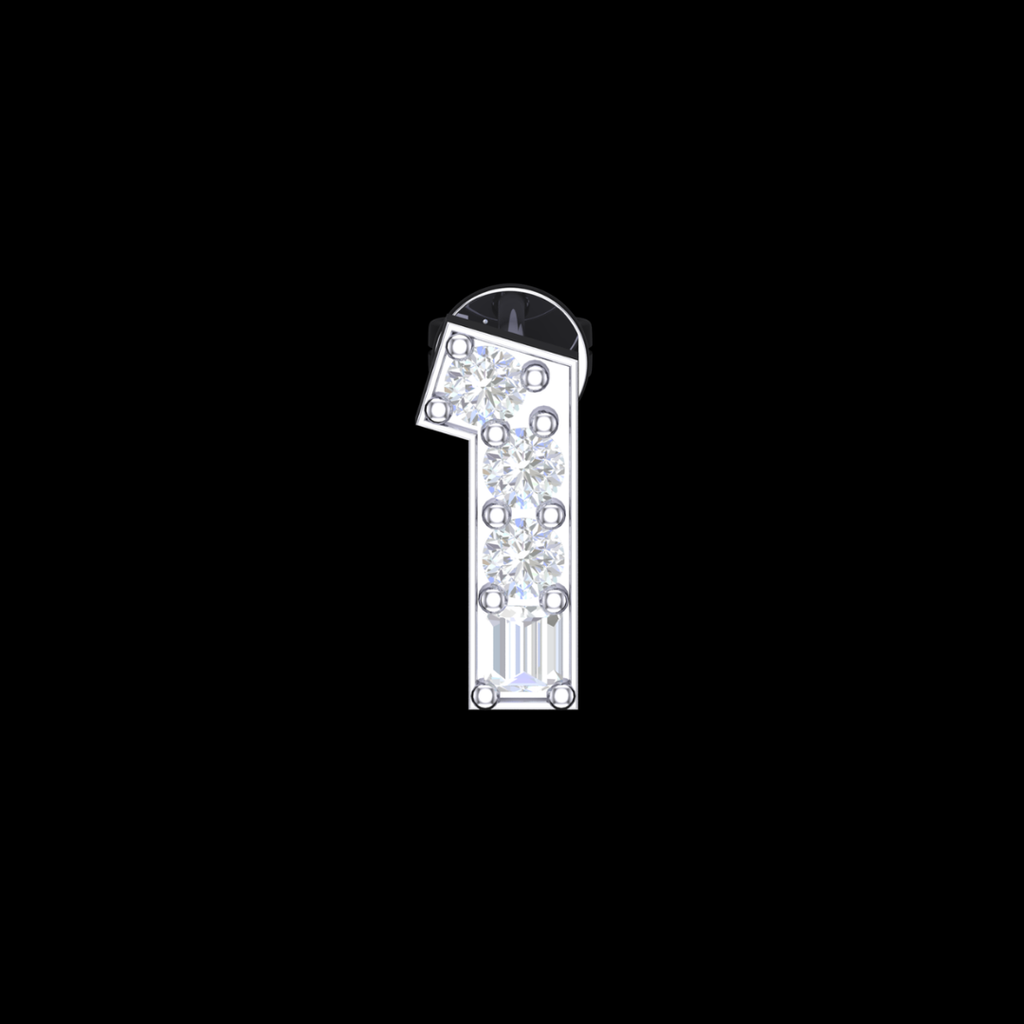 Tilted Bar Round & Baguette Diamond Stud Earrings in White Gold