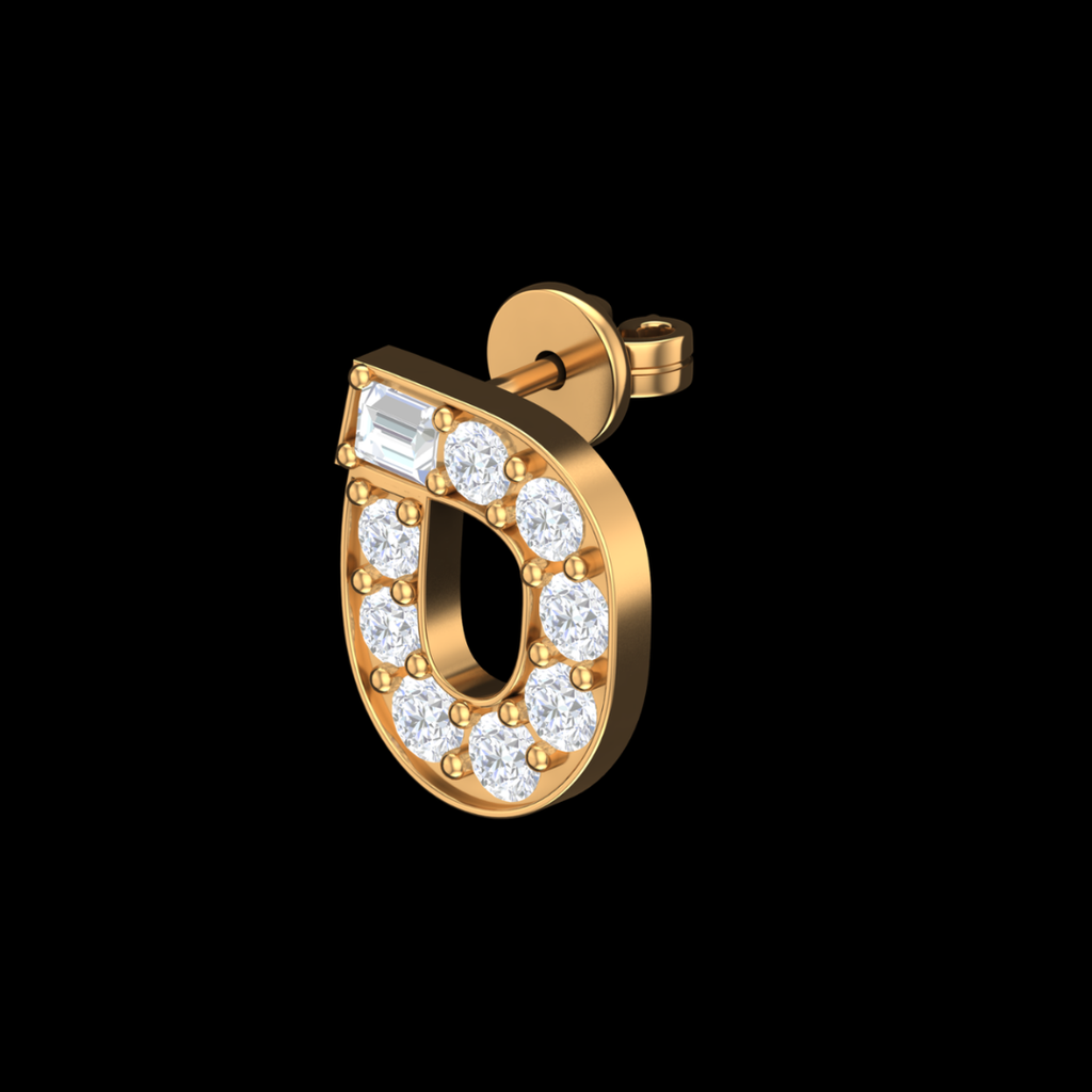 Kodesh Aurelia Pavé Diamond Open Circle Stud Earrings is Gold