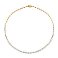 18k Yellow Gold Bar Necklace with Emerald Cut Diamonds