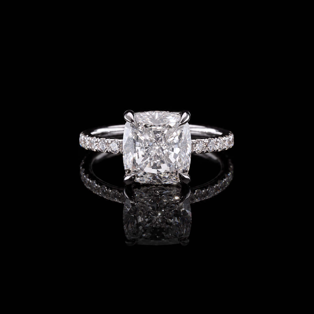 Classic Cushion Pavé Hidden Halo Ring