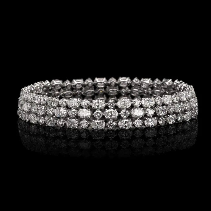 19.35 CT OVAL AND ROUND BRILLIANT THREE ROW BRACELET