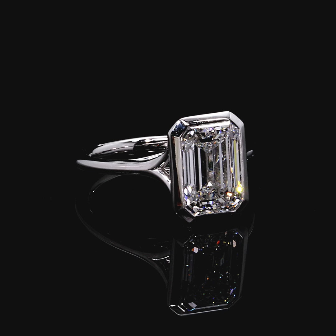 Emerald Diamond Bezel Set Ring