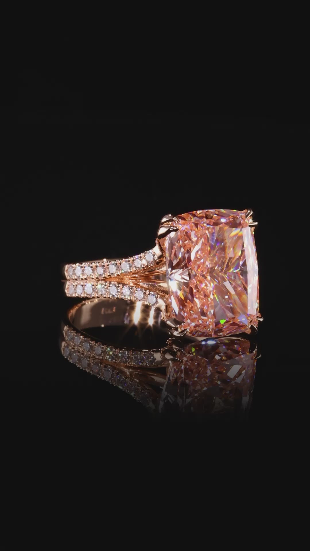 Pink Cushion Cut Diamond Split Shank Ring Dan Mor Diamonds