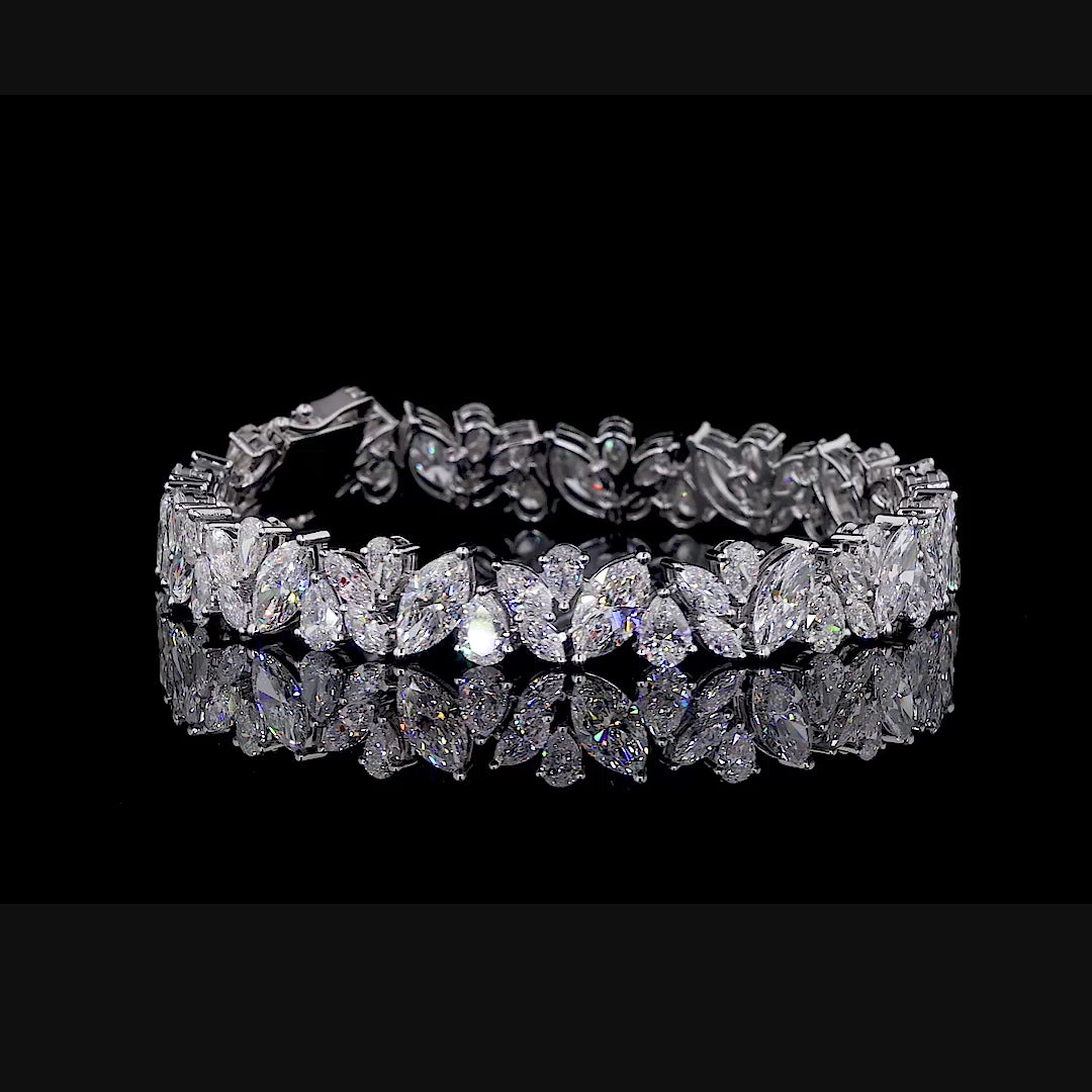 Pear & Marquise Diamond Cluster Tennis Bracelet Dan Mor Diamonds