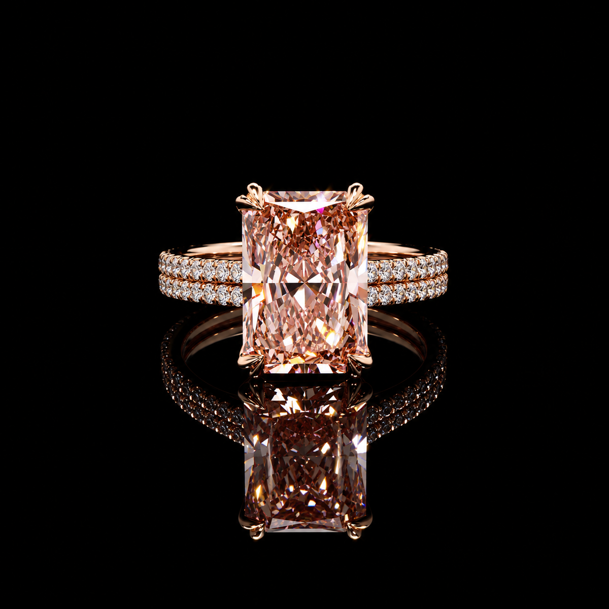 Pink Radiant Trapezoid Ring